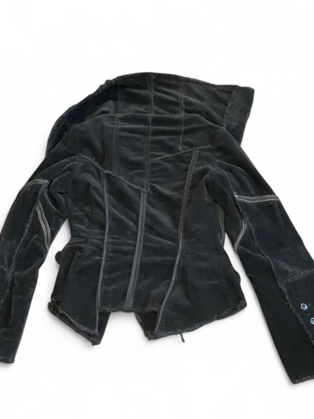 VTG Rare Isabel de Pedro Black Asymmetrical Panel Velvet Jacket - Picture 7 of 8